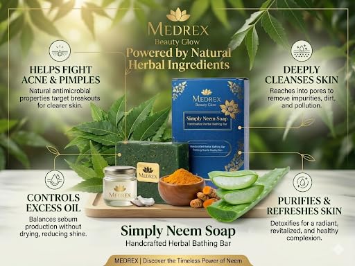 Medrex Beauty Glow Neem Herbal Soap – Acne Control & Skin Purifier