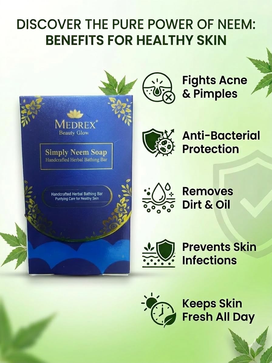 Medrex Beauty Glow Neem Herbal Soap – Acne Control & Skin Purifier