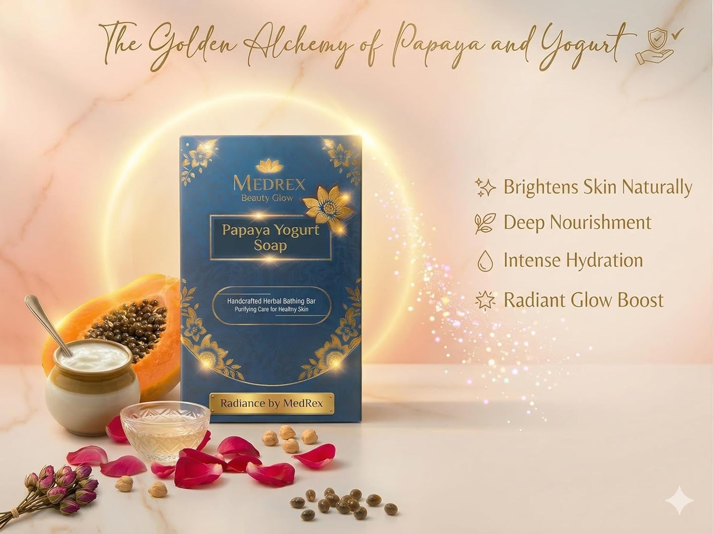 Medrex Beauty Glow Papaya Yogurt Soap – Skin Brightening & Tan Removal
