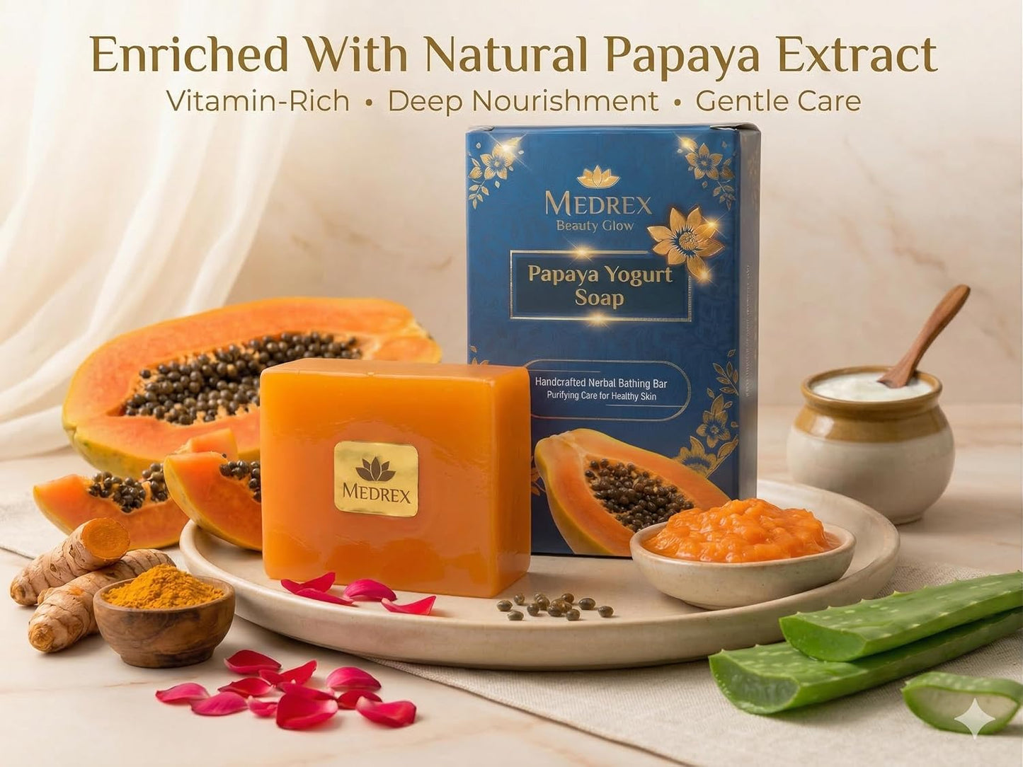 Medrex Beauty Glow Papaya Yogurt Soap – Skin Brightening & Tan Removal