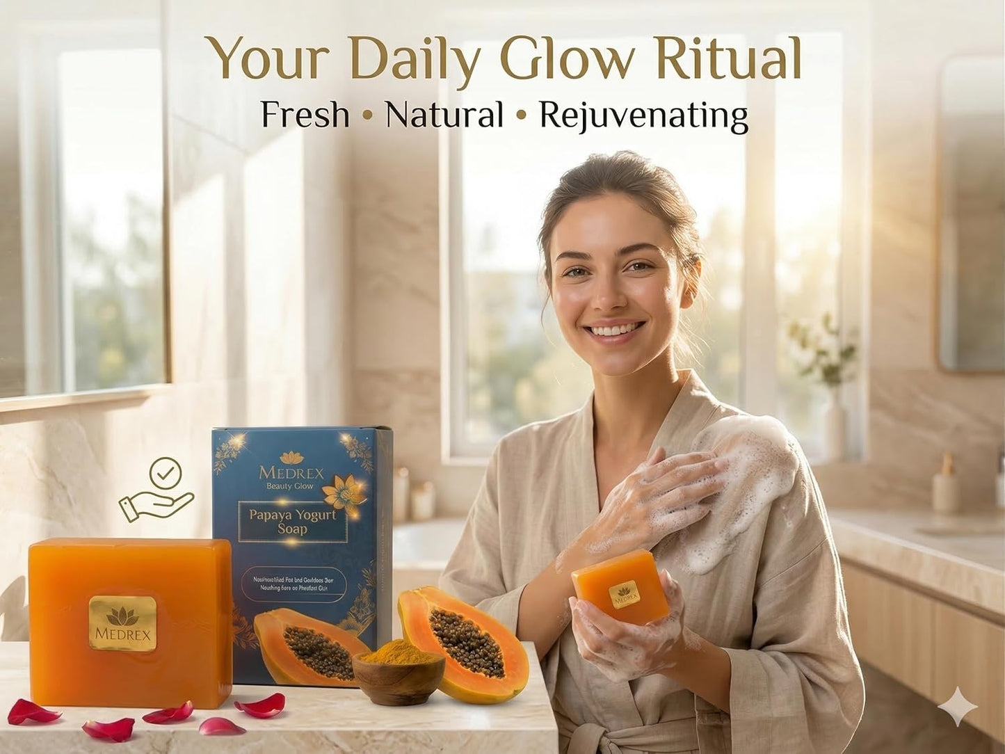 Medrex Beauty Glow Papaya Yogurt Soap – Skin Brightening & Tan Removal